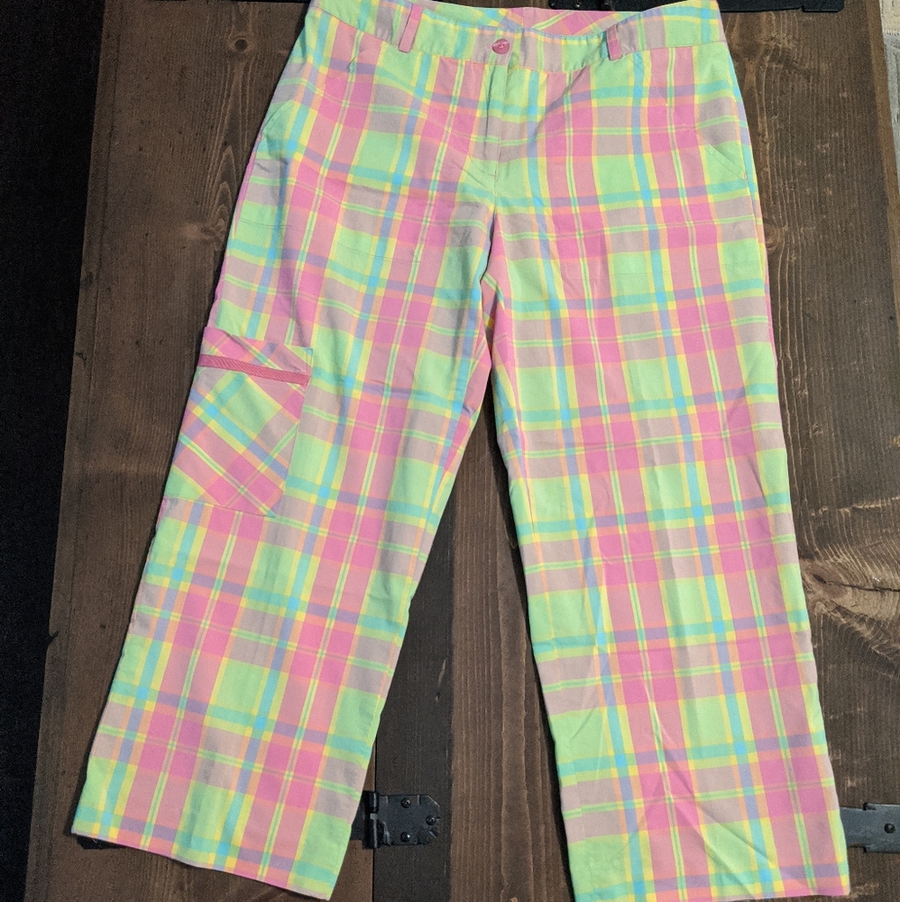 Lilly Pulitzer Pink and Green Plaid Capris
